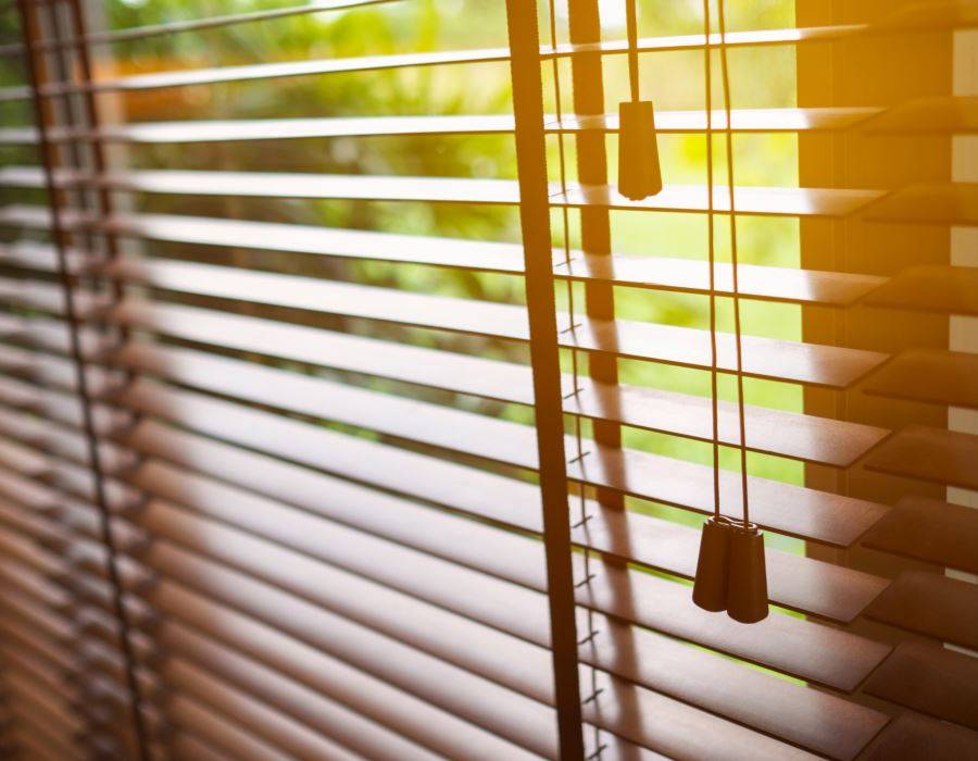 venetian blinds close up in sunset